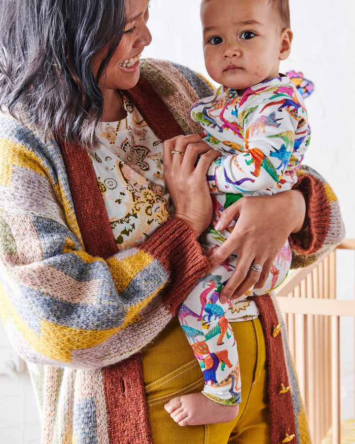 Kip & Co - Dino Max White Organic Long Sleeve Zipsuit