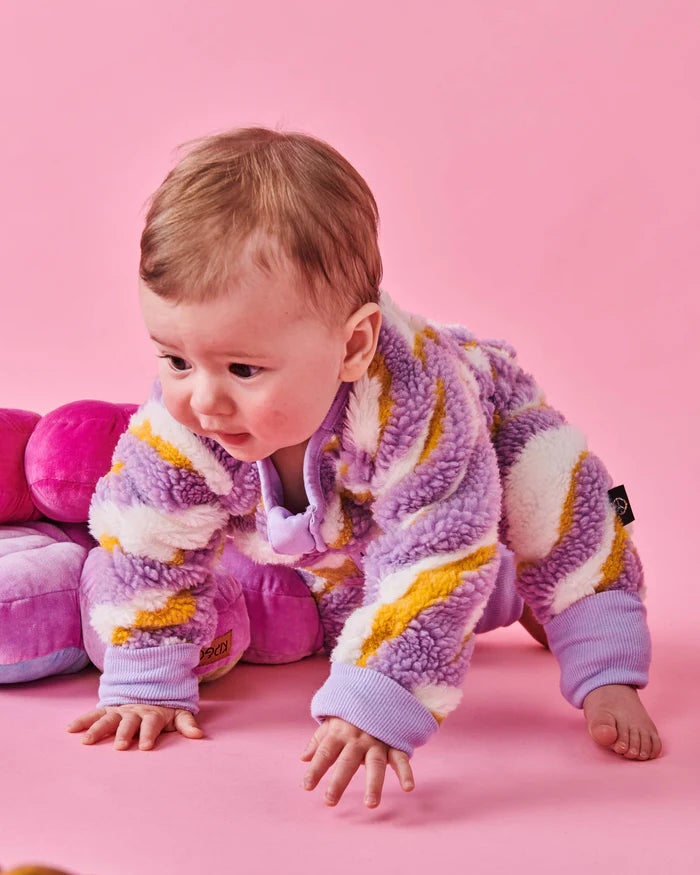 Kip & Co - Boysenberry Swirl Sherpa Long Sleeve Zipsuit