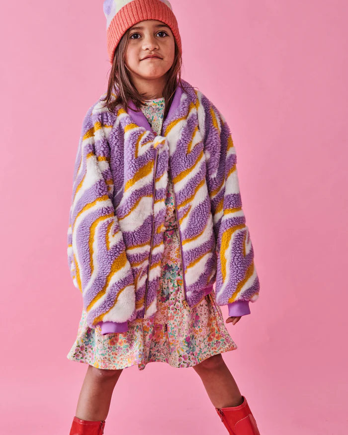 Kip & Co - Boysenberry Swirl Sherpa Bomber Jacket