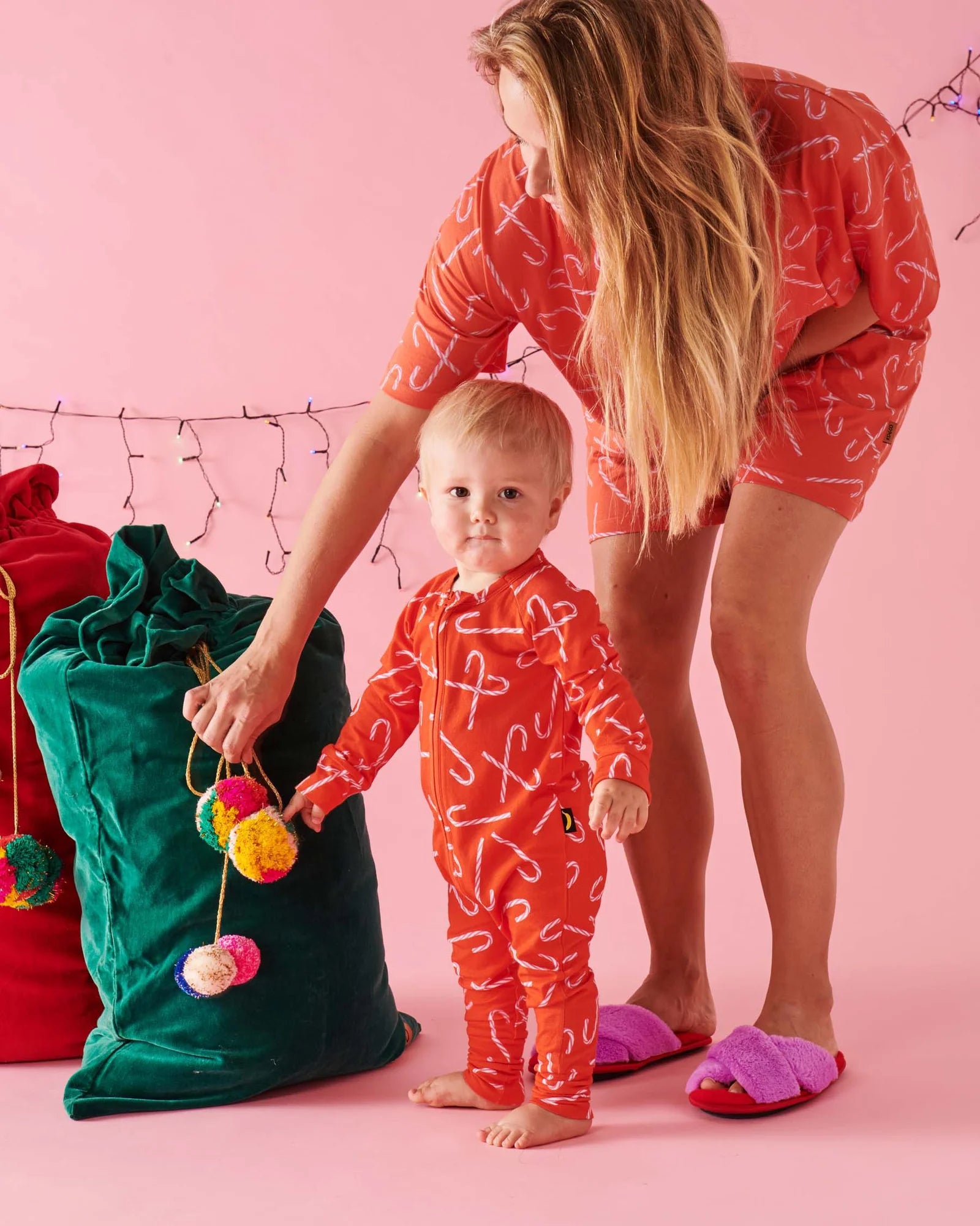 Kip & Co - Candy Cane Red Organic Zipsuit