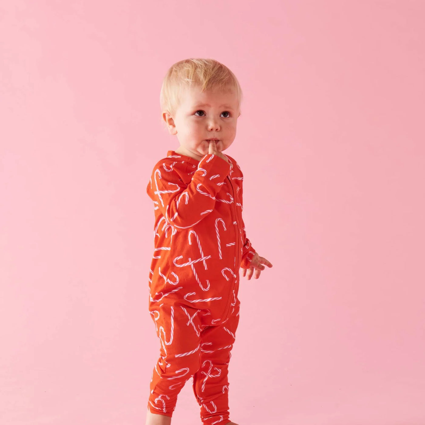 Kip & Co - Candy Cane Red Organic Zipsuit