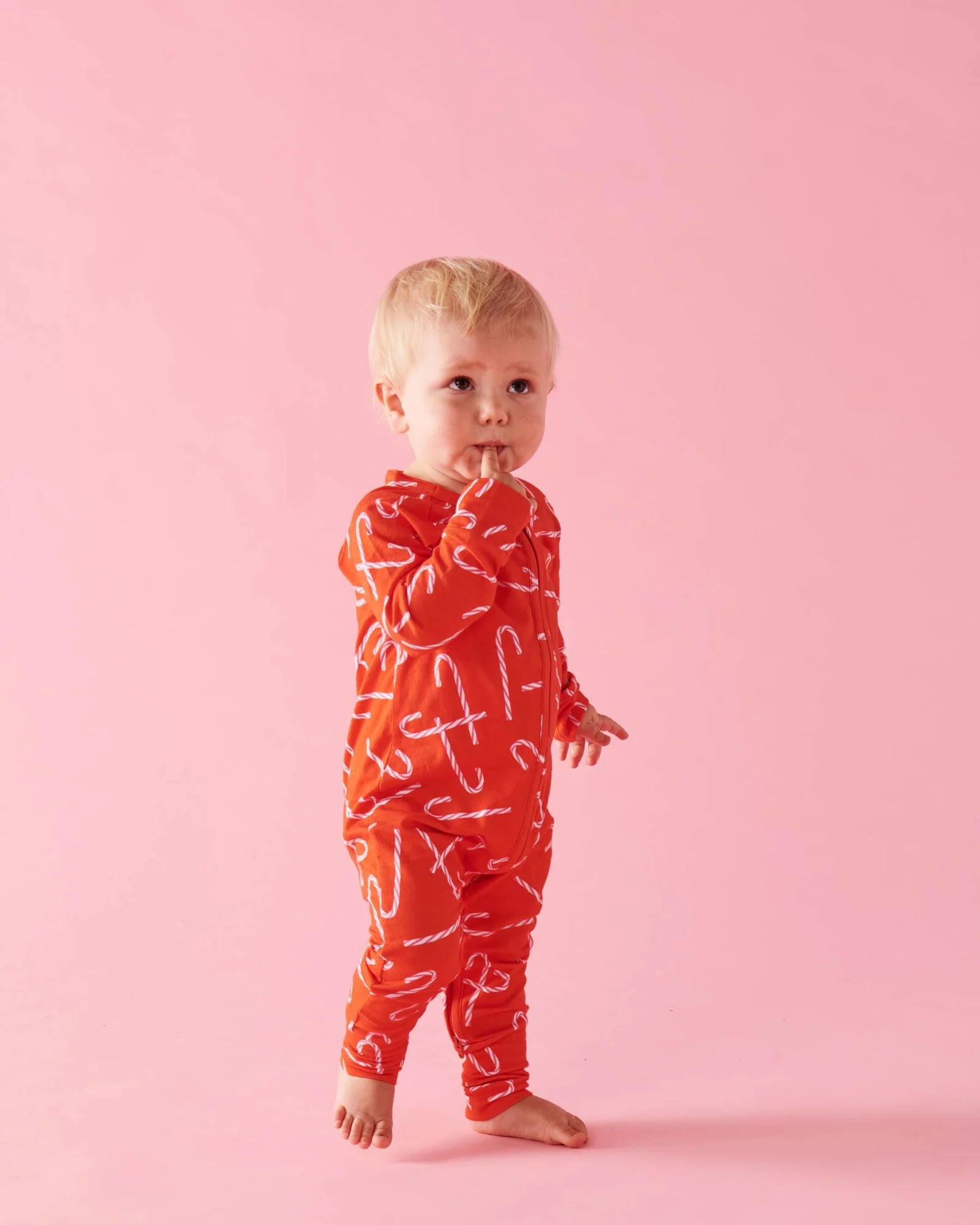 Kip & Co - Candy Cane Red Organic Zipsuit