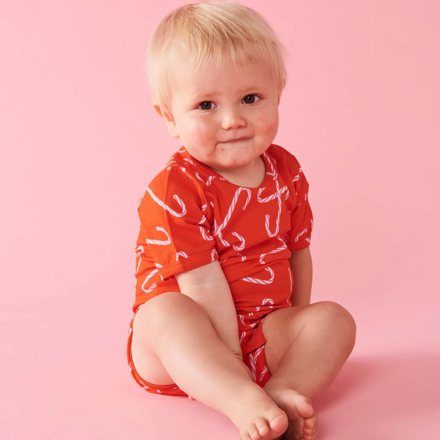 Kip & Co - Candy Cane Red Organic Short Sleeve Bodysuit