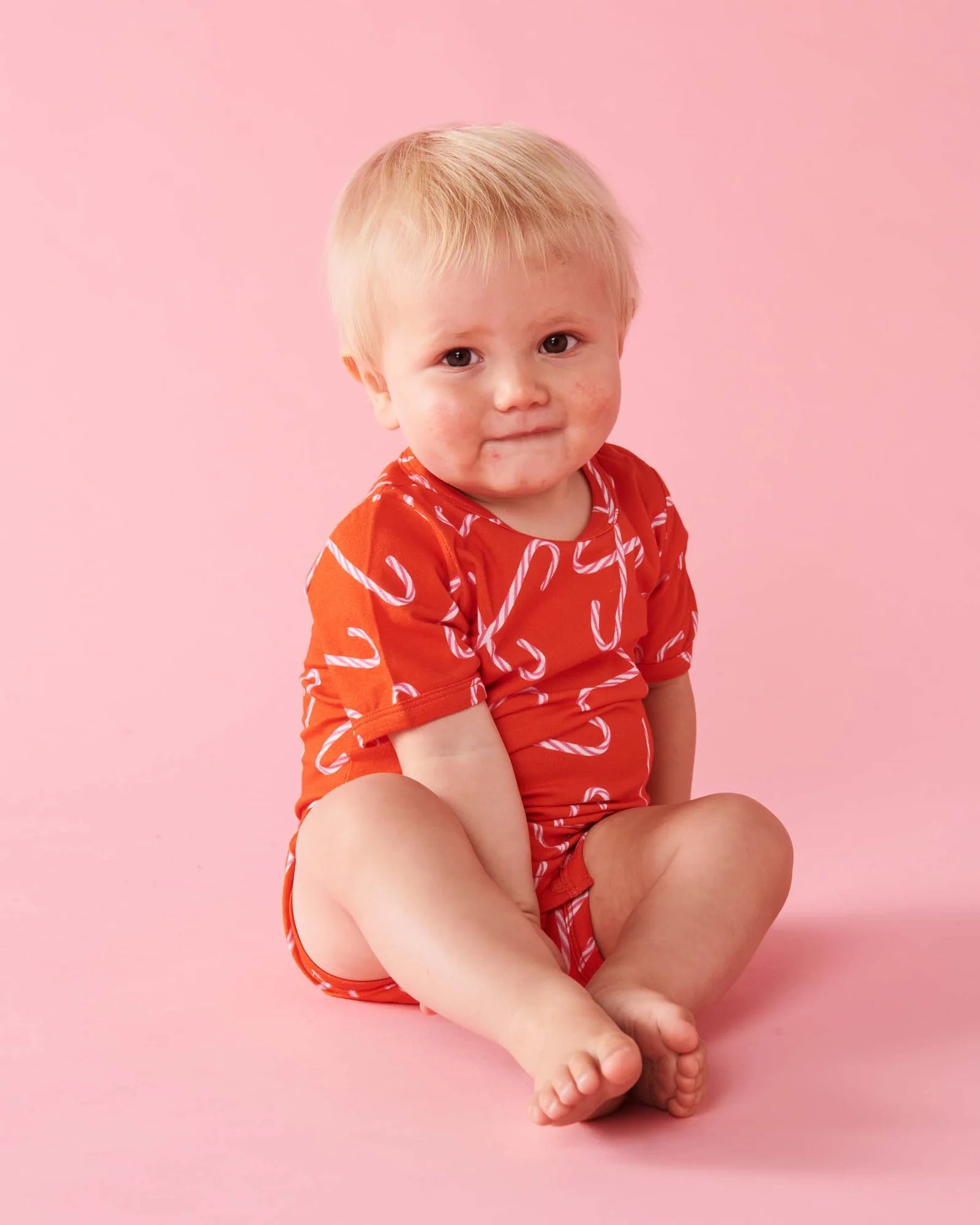 Kip & Co - Candy Cane Red Organic Short Sleeve Bodysuit