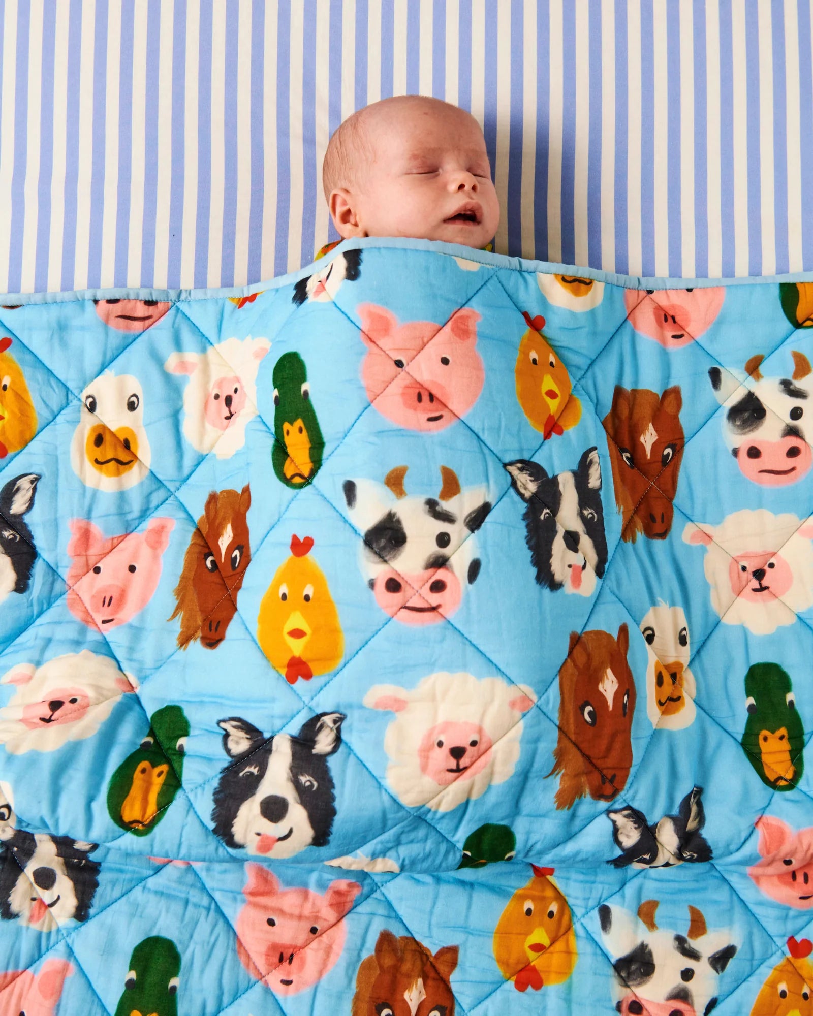 Kip & Co - Farm Friends Organic Cotton Quilted Bedspread - Cot