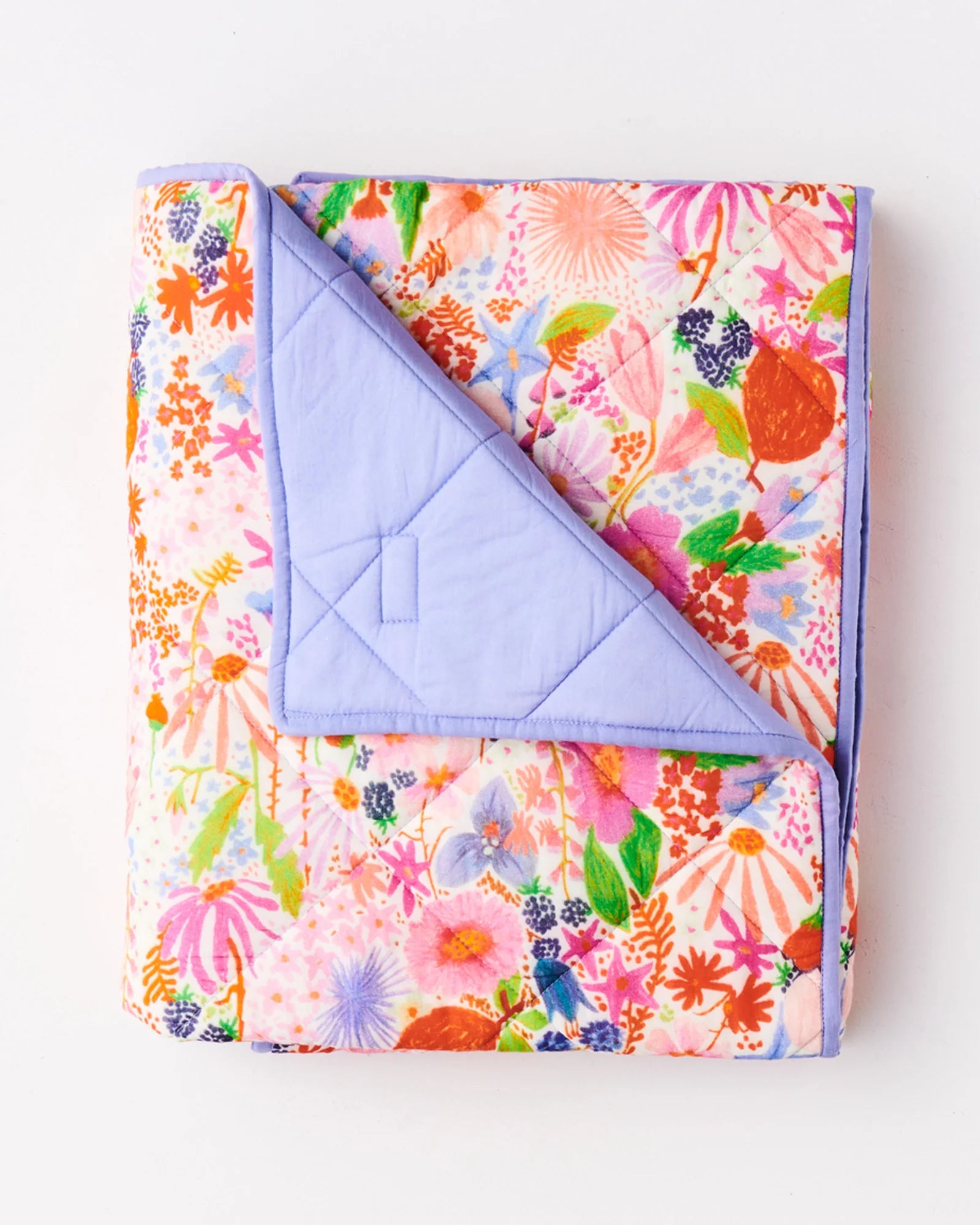 Kip & Co - Meandering Meadow Organic Cotton Quilted Bedspread - Cot