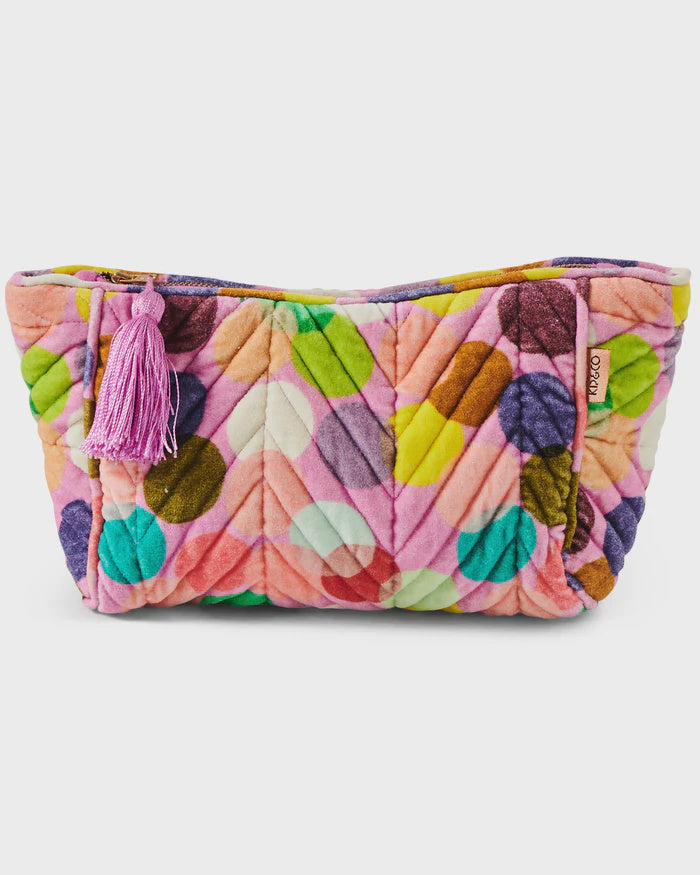 Kip & Co - Confetti Pink Velvet Toiletry Bag