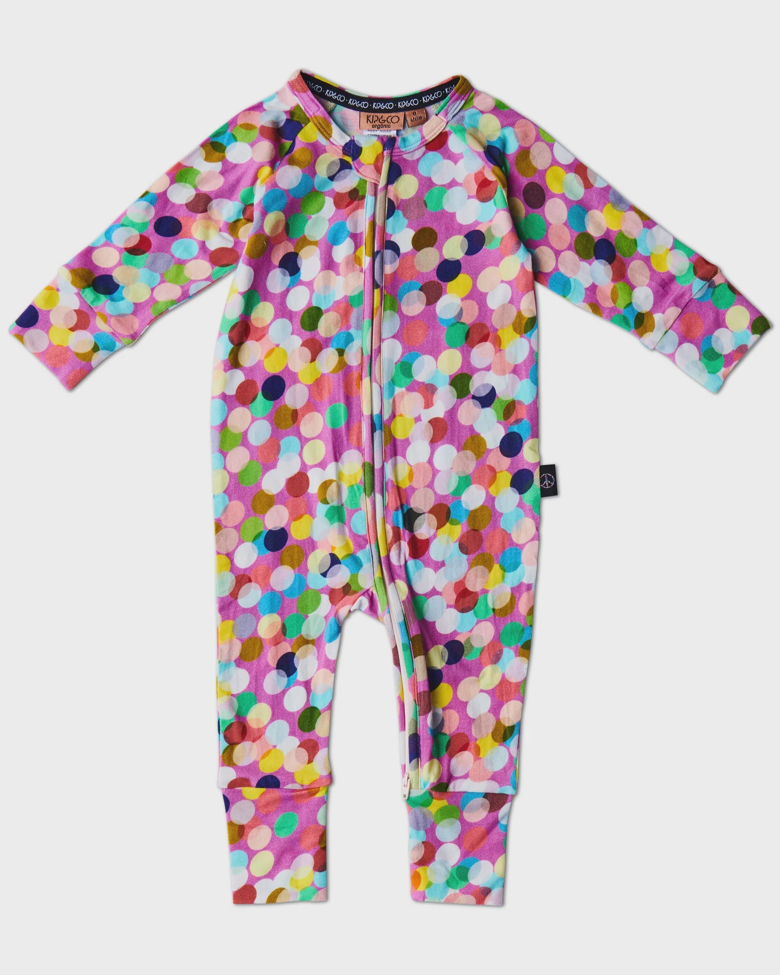 Kip & Co - Confetti Pink Organic Long Sleeve Zipsuit