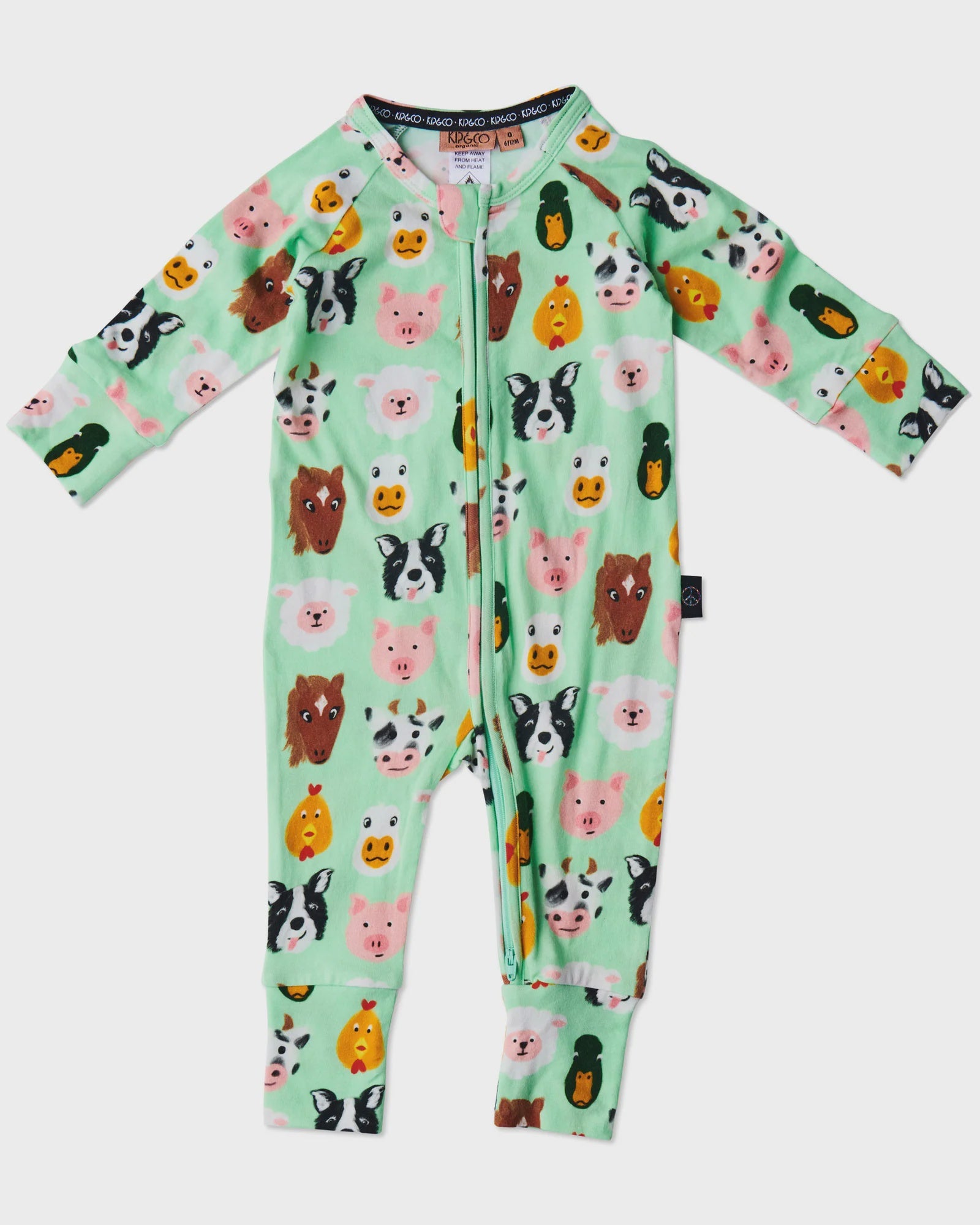 Kip & Co - Farm Friends Organic Long Sleeve Zipsuit