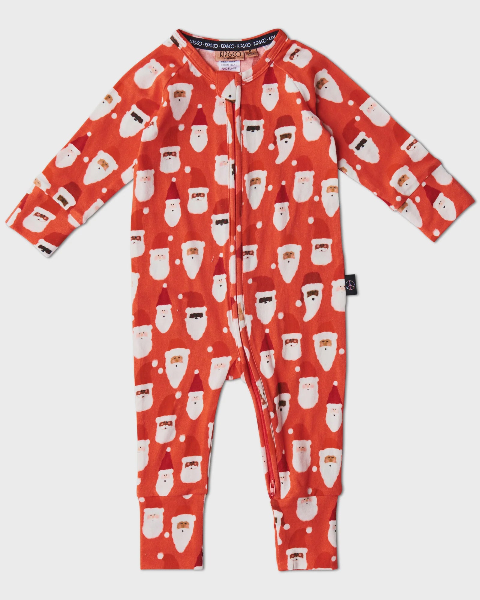 Kip & Co - HoHoHo Red Organic Long Sleeve Zipsuit