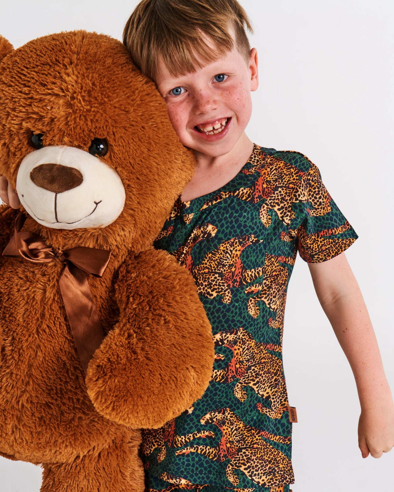 Kip & Co -Cheetah Organic Cotton Short Sleeve Tee & Short Pyjama Set