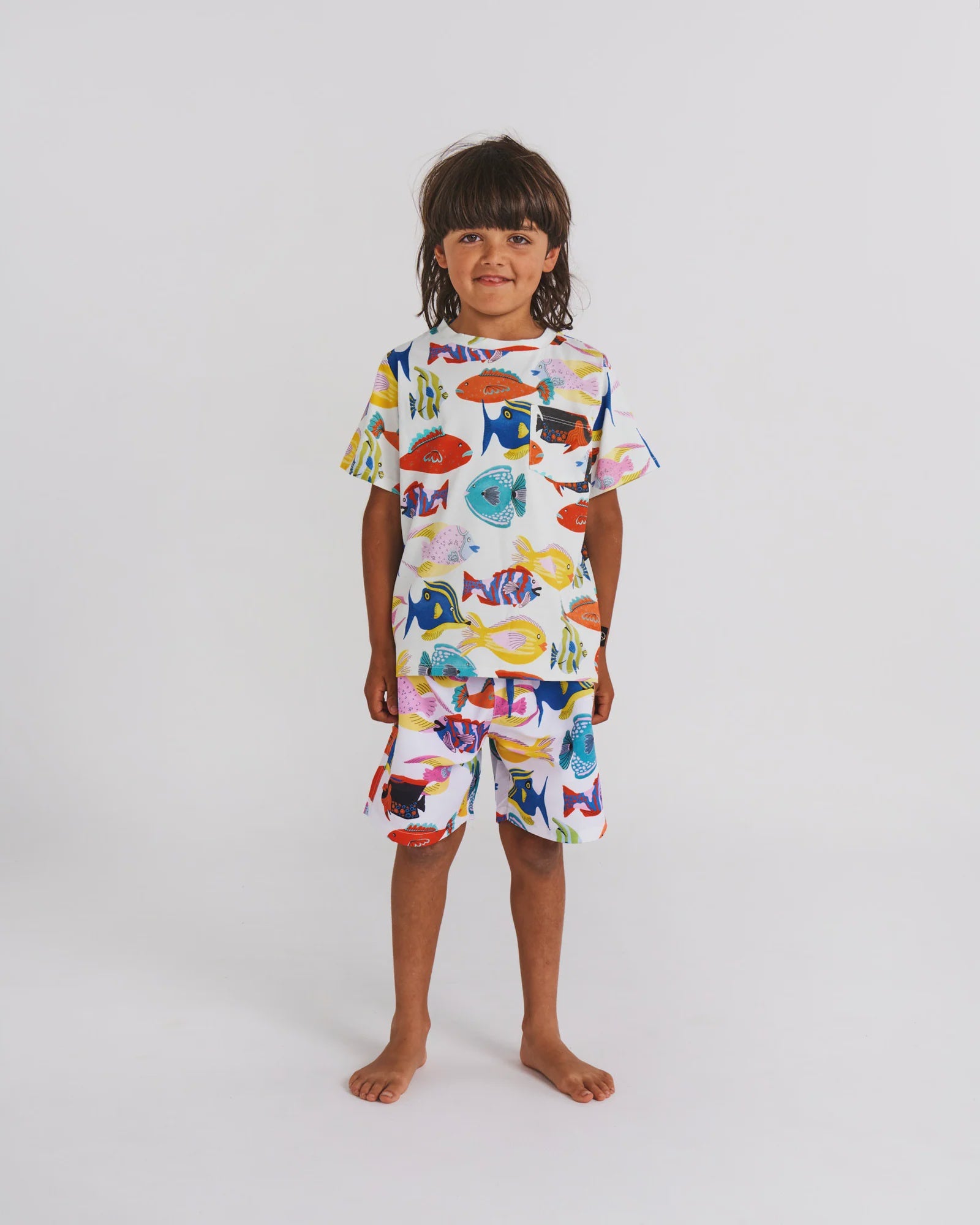 Kip & Co - Fishy Business Organic Cotton Short Sleeve Tee & Short Pyjama Set