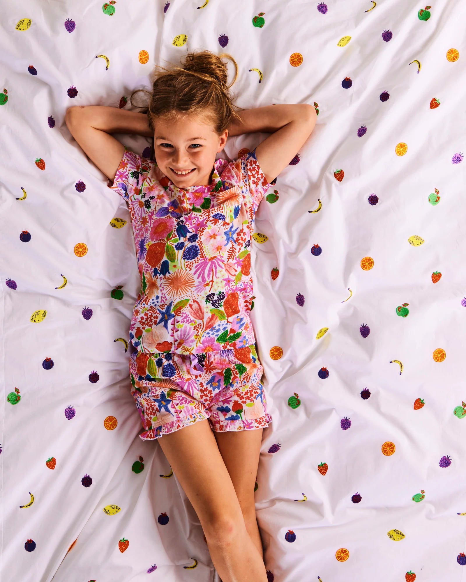 Kip & Co Meandering Meadow Organic Cotton Short Sleeve Tee & Frill Short Pyjama Set