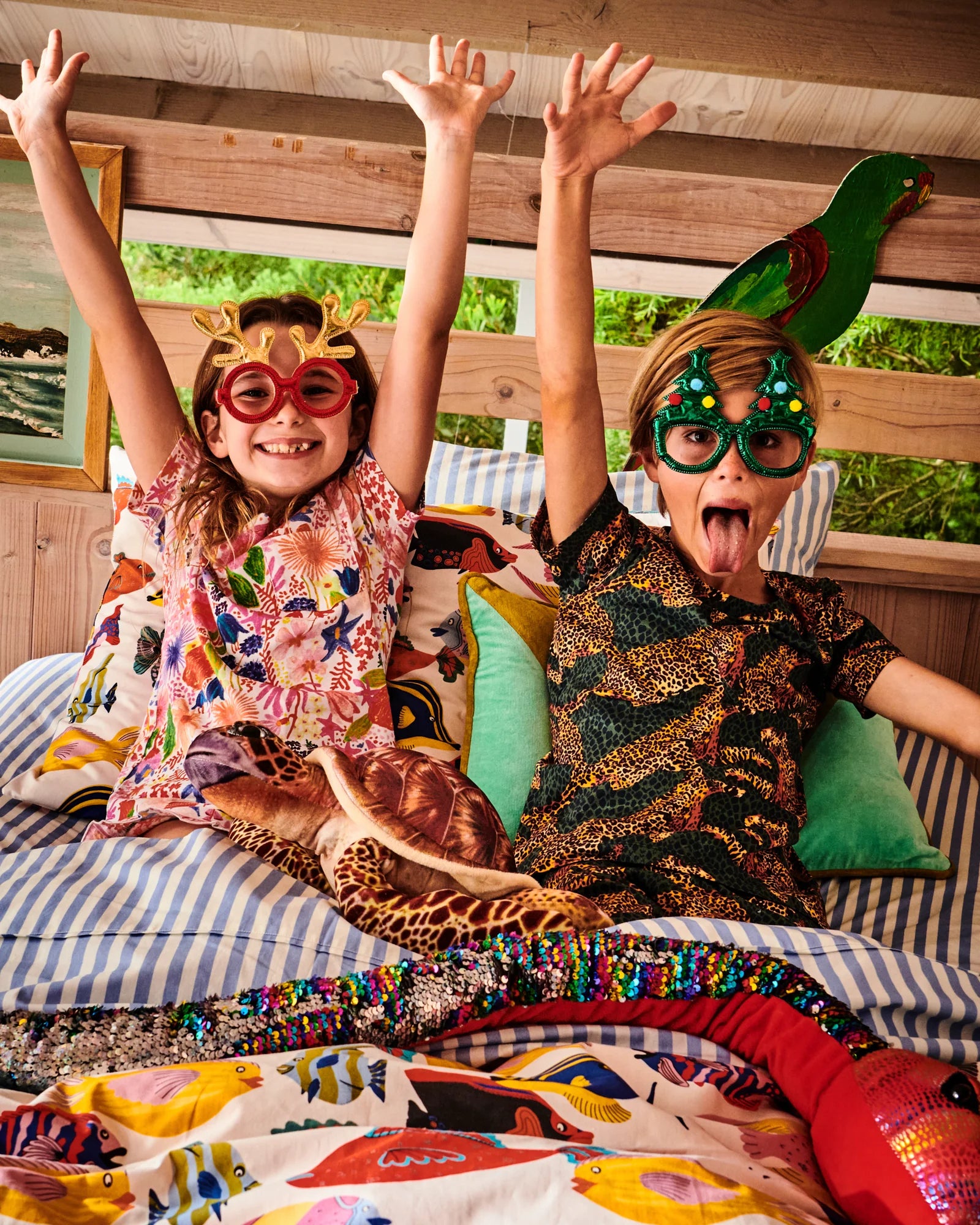 Kip & Co Meandering Meadow Organic Cotton Short Sleeve Tee & Frill Short Pyjama Set
