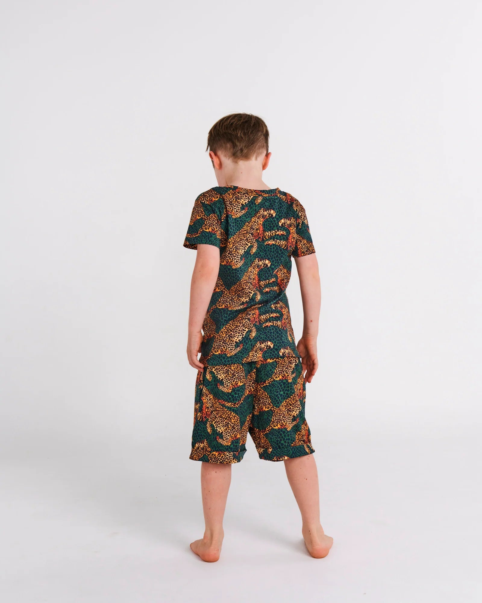 Kip & Co -Cheetah Organic Cotton Short Sleeve Tee & Short Pyjama Set