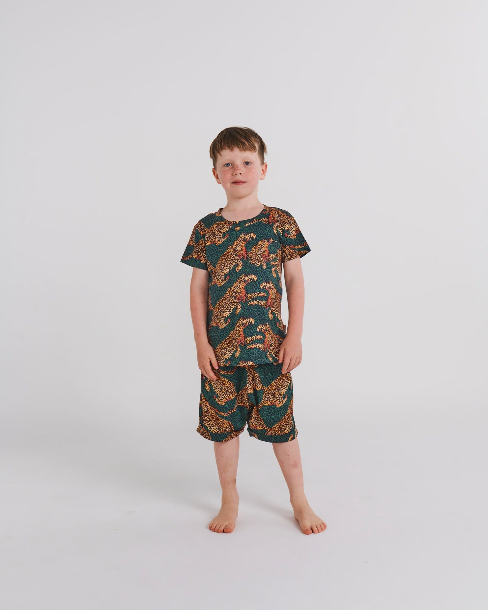 Kip & Co -Cheetah Organic Cotton Short Sleeve Tee & Short Pyjama Set
