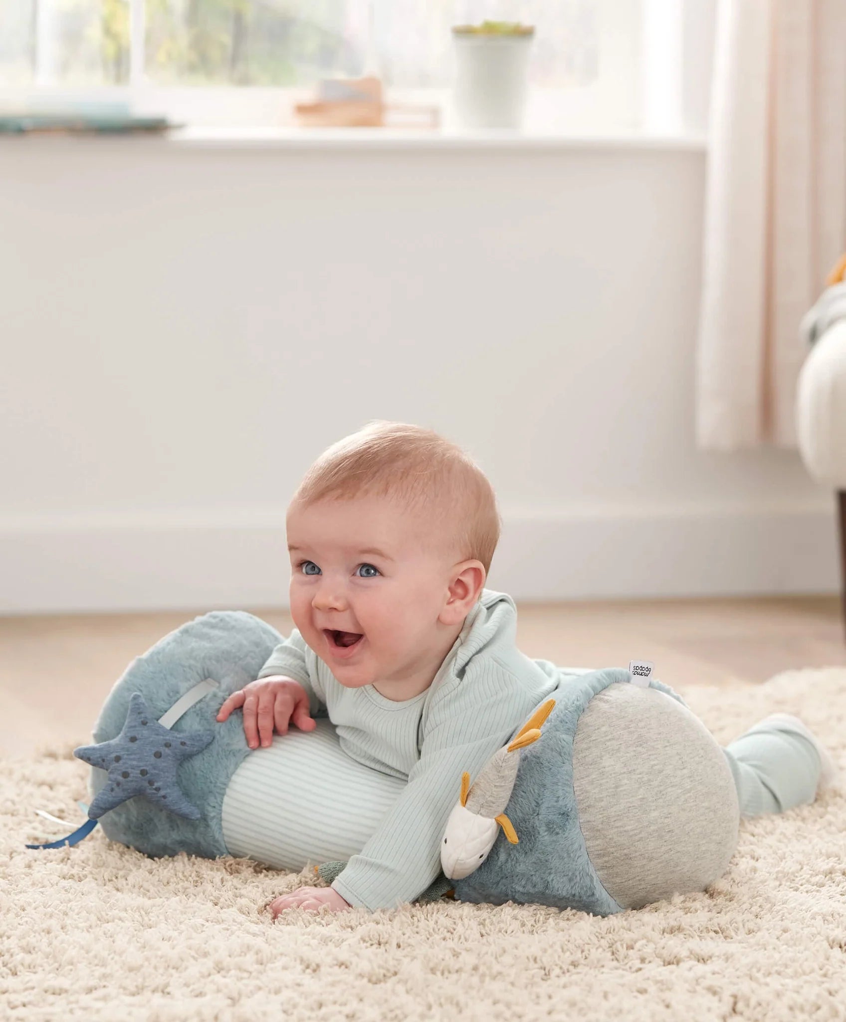 Mamas & Papas Tummy Time Roll - Welcome to the World - Blue