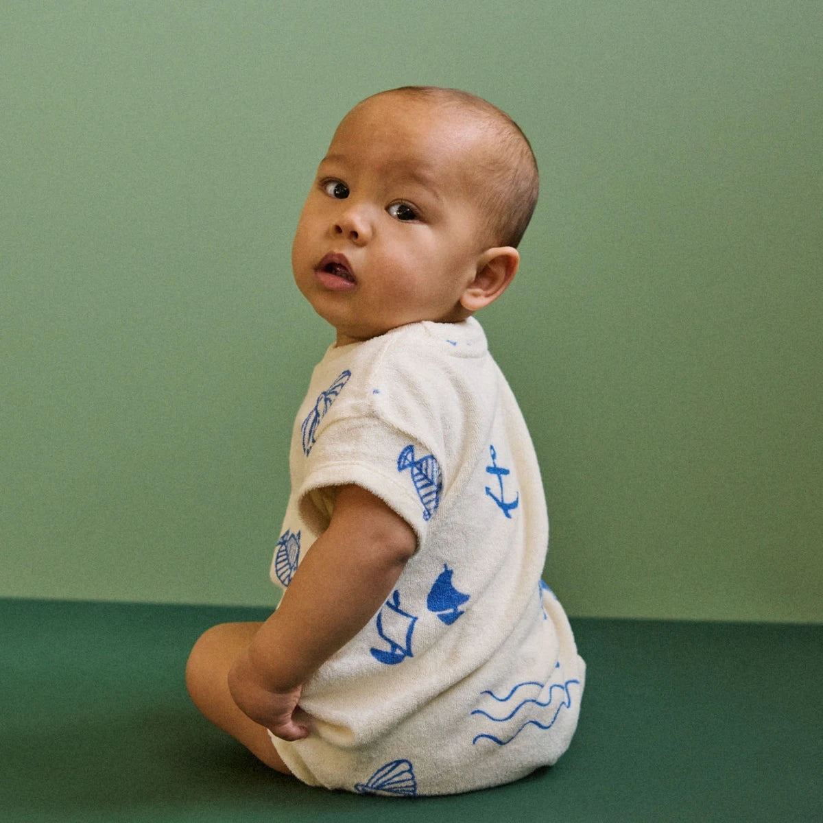 Nature Baby - Terry Juno Romper - Atlantic Print