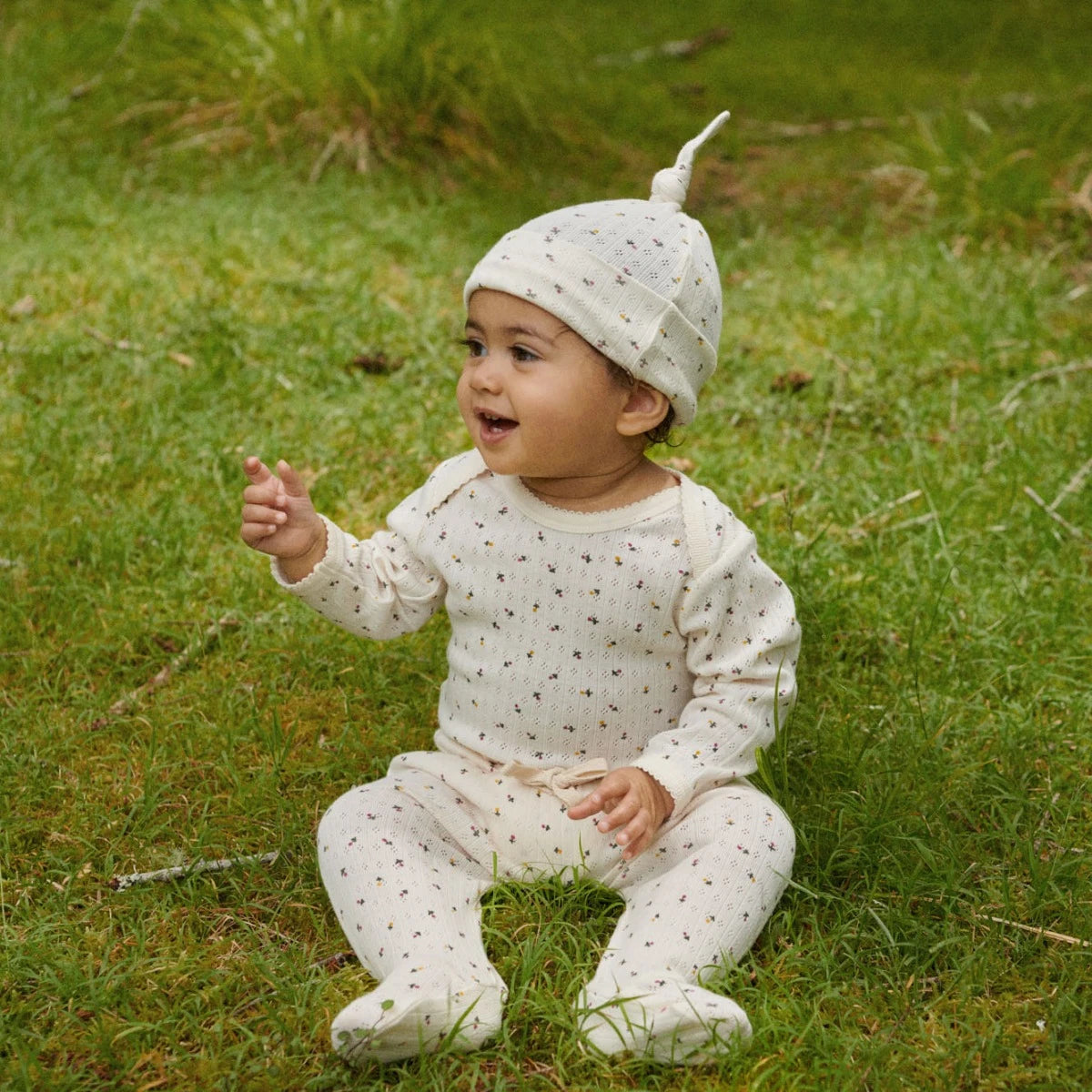 Nature Baby - Pointelle Long Sleeve Bodysuit - Aster Floral Print
