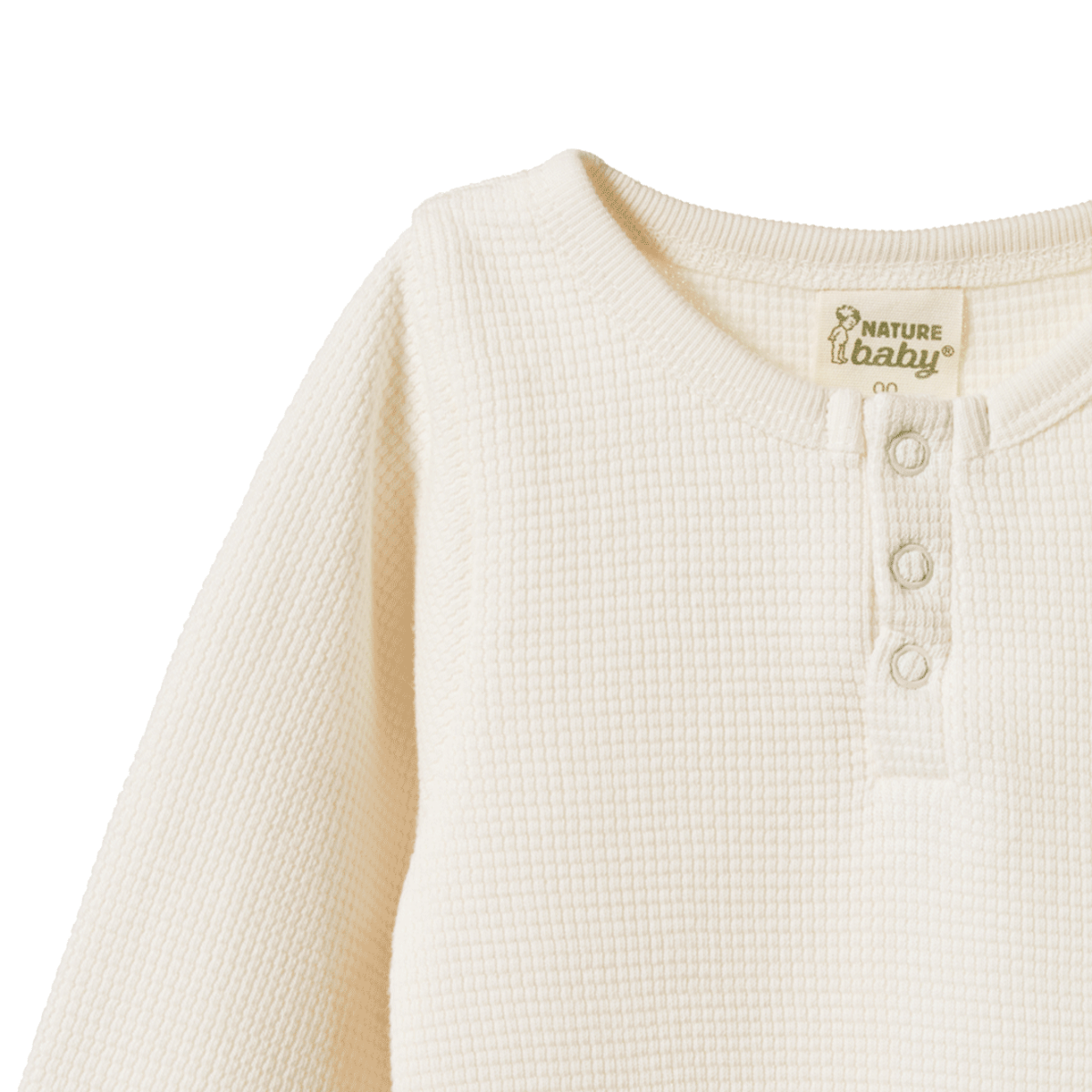 Nature Baby - Waffle Henley Bodysuit - Natural