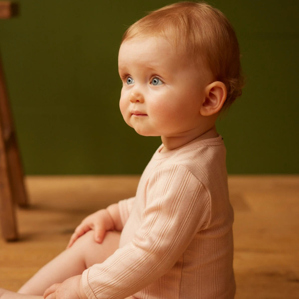 Nature Baby - 2 Pack Derby Long Sleeve Bodysuits - Natural & Rose Bud
