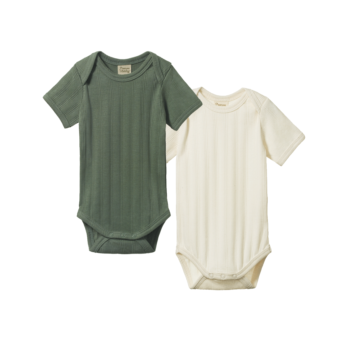 Nature baby - Derby S/S Bodysuit 2 Pack - Natural/Nettle