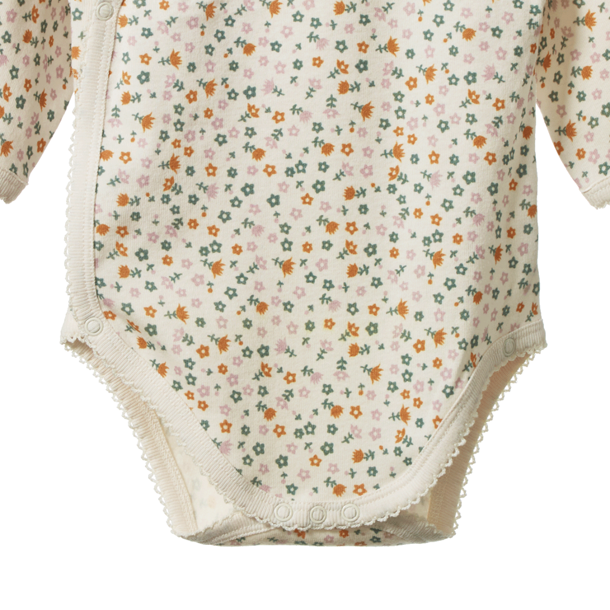 Nature Baby - Long Sleeve Kimono Bodysuit - Pollyanna Print