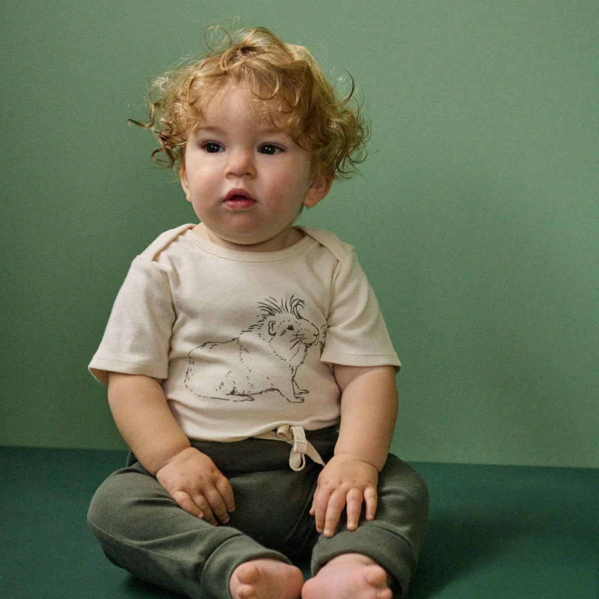 Nature Baby - Short Sleeve Simple Tee - Guinea Pig Gala Natural Print