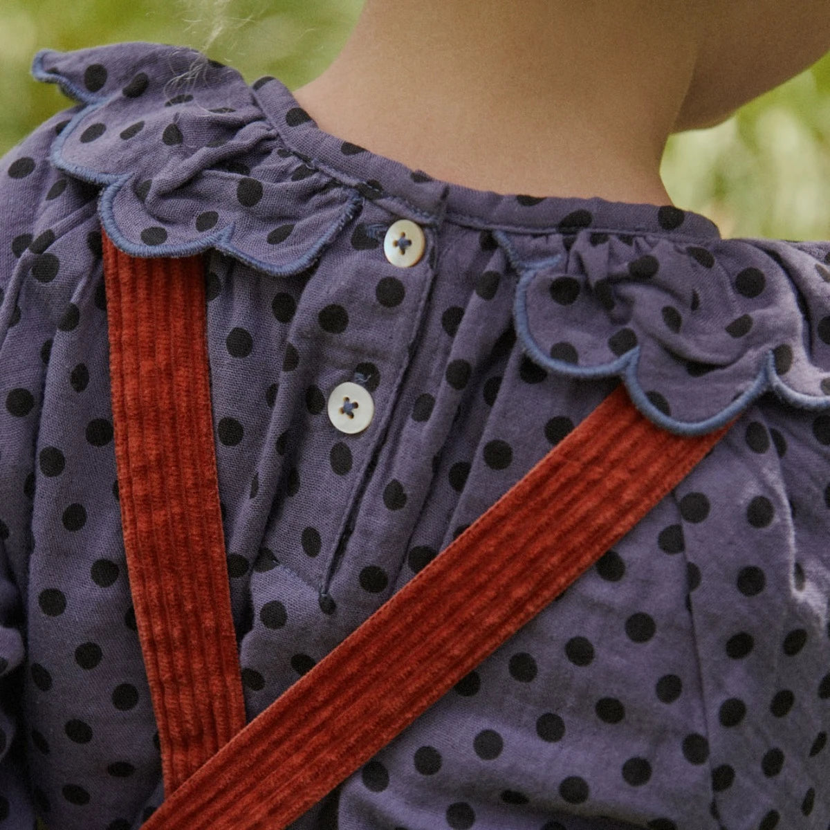 Nature Baby - Violet Polka Dot Print Ruffle Cameron Blouse