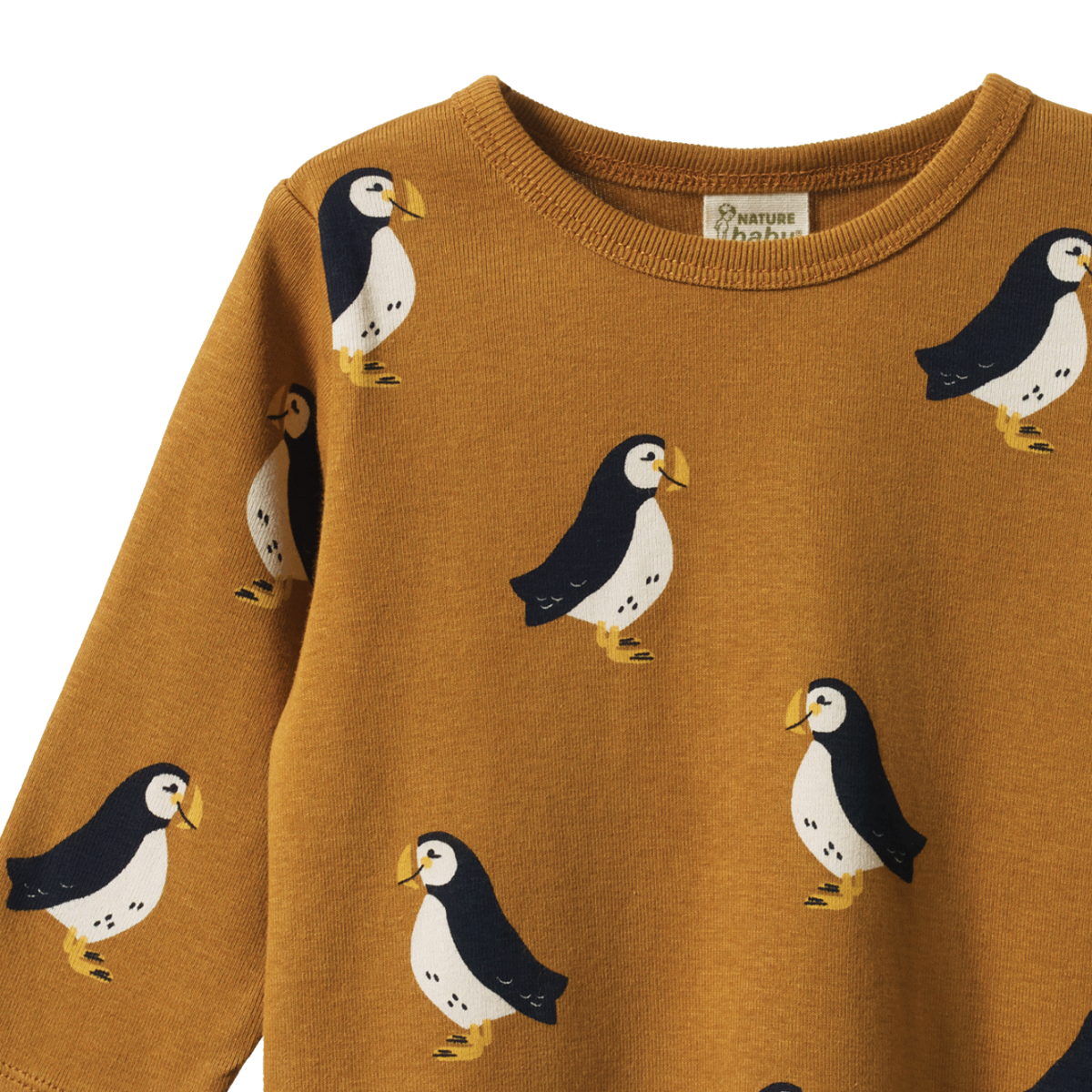 Nature Baby - Long Sleeve River Tee - Puffin Toffee Print