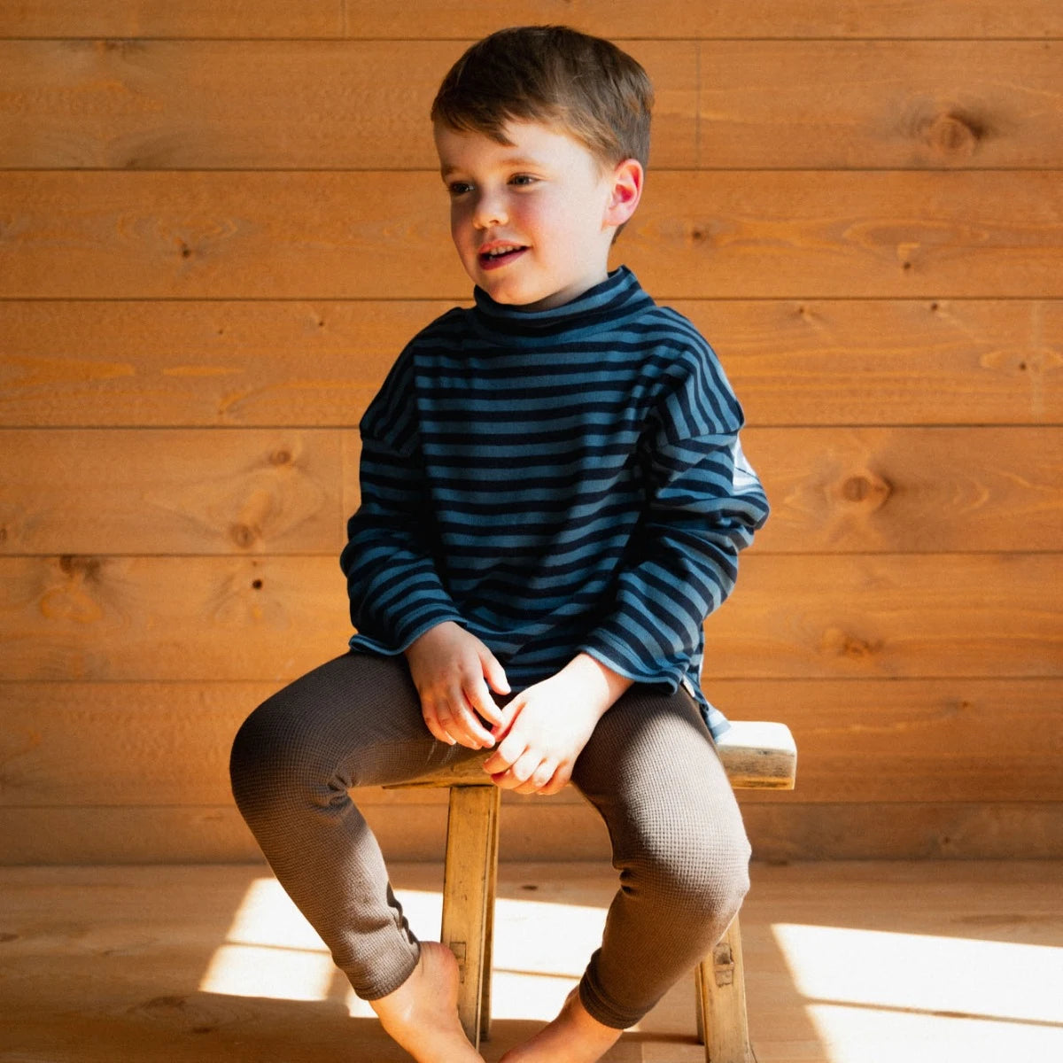 Nature Baby - Turtle Neck - Navy/Teal Sea Stripe