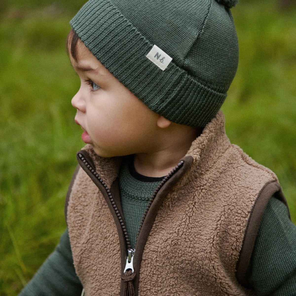 Nature Baby - Alpine Pom Pom Beanie - Thyme