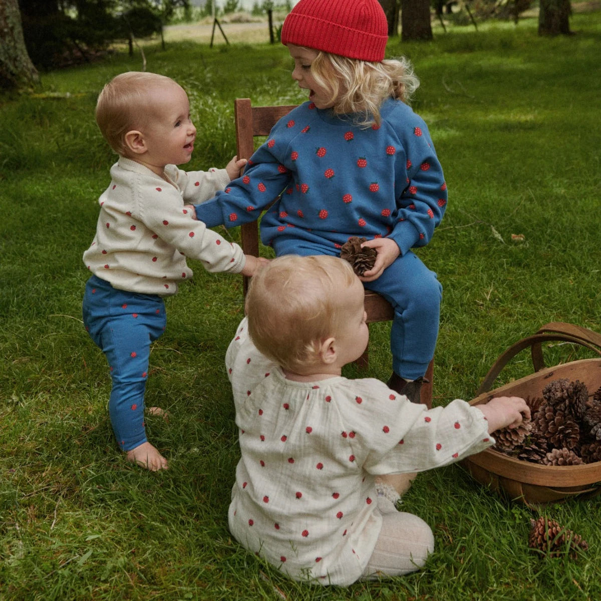Nature Baby - Emerson Sweater - Raspberry Blue Print