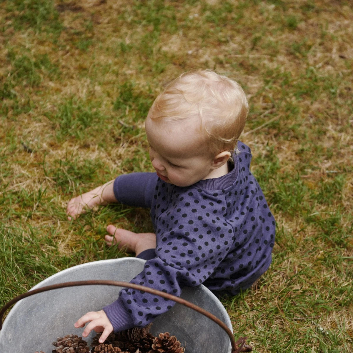 Nature Baby - Emerson Sweater - Violet Polka Dot Print