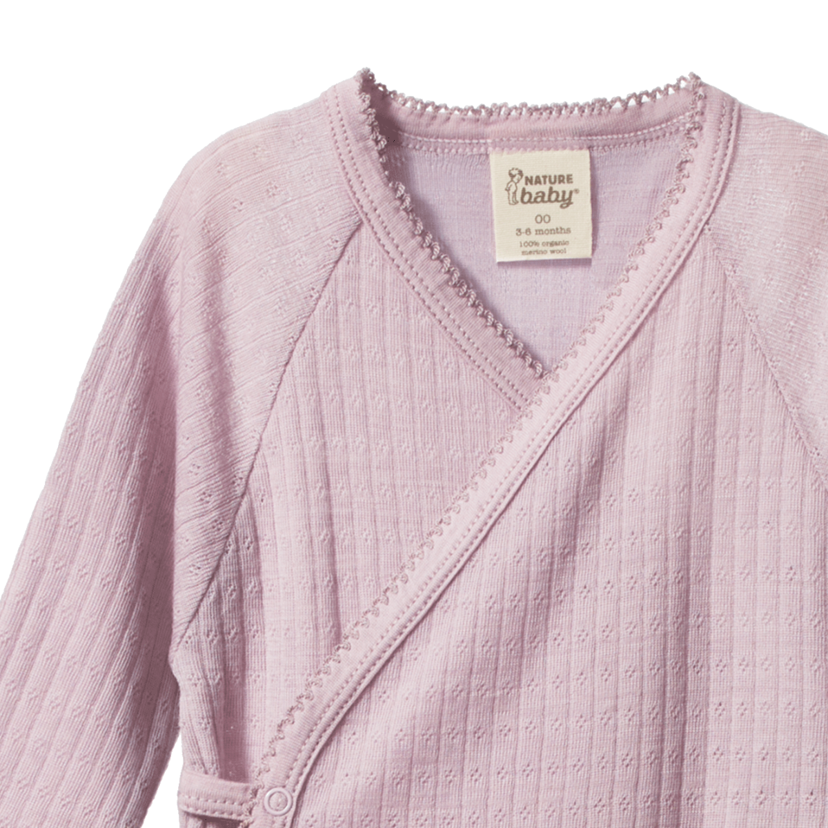 Nature Baby - Merino Pointelle Kimono Stretch & Grow- Lilac