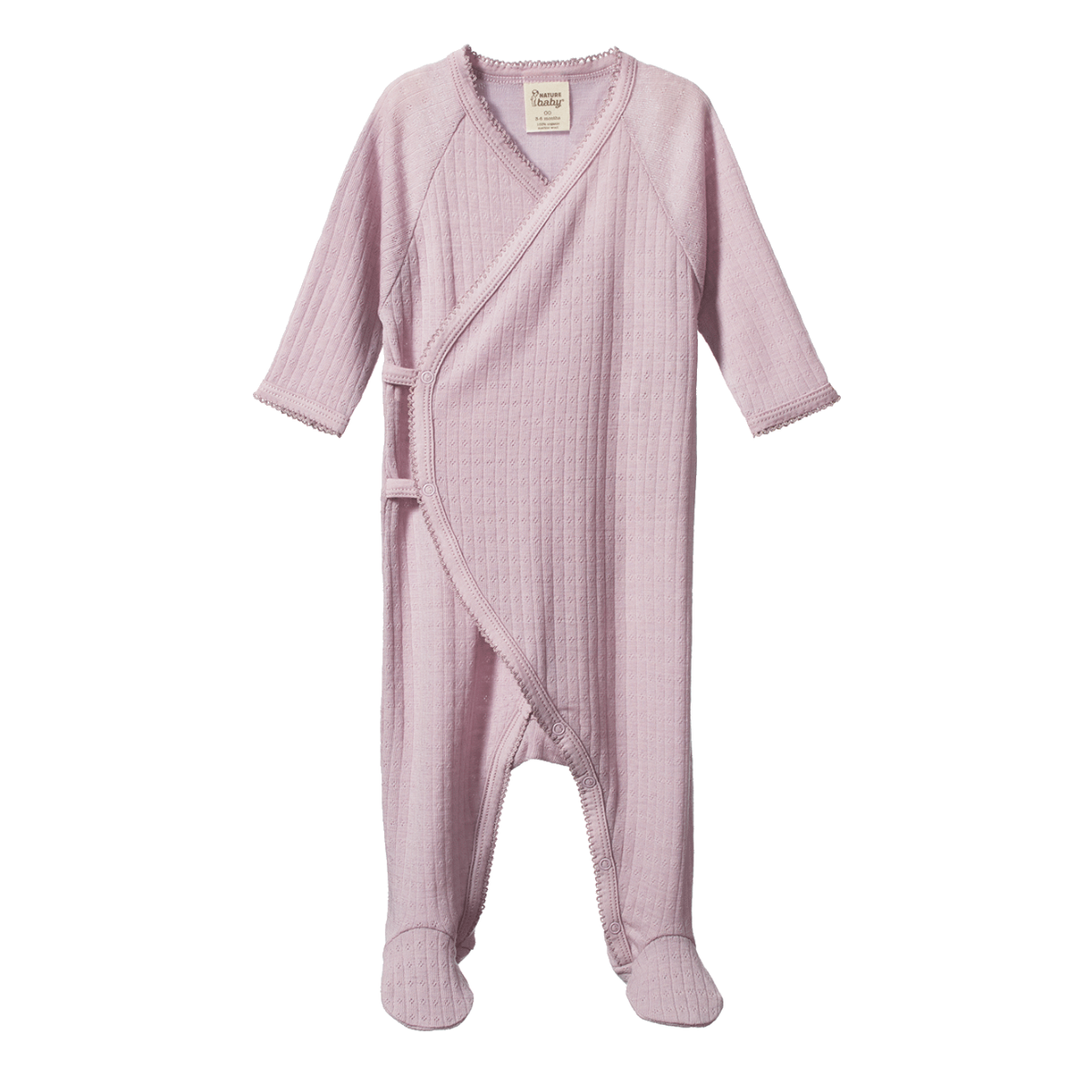 Nature Baby - Merino Pointelle Kimono Stretch & Grow- Lilac