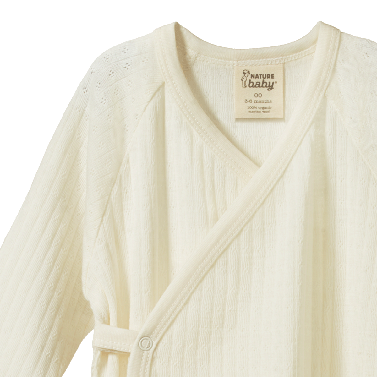 Nature Baby - Merino Pointelle Kimono Stretch & Grow- Natural