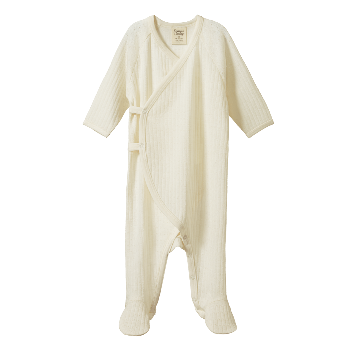 Nature Baby - Merino Pointelle Kimono Stretch & Grow- Natural