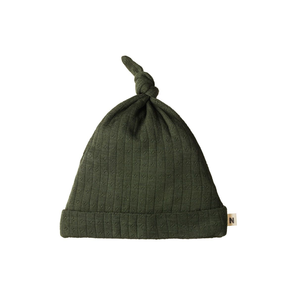 Nature baby - Merino Pointelle Knotted Beanie - Thyme