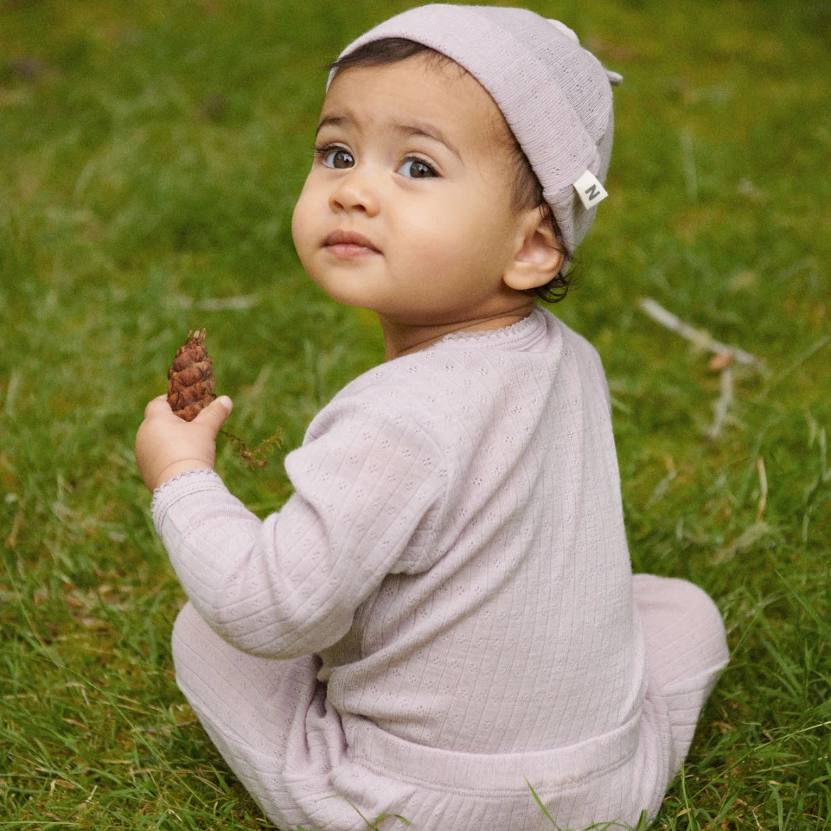 Nature Baby - Merino Pointelle Bodysuit - Lilac