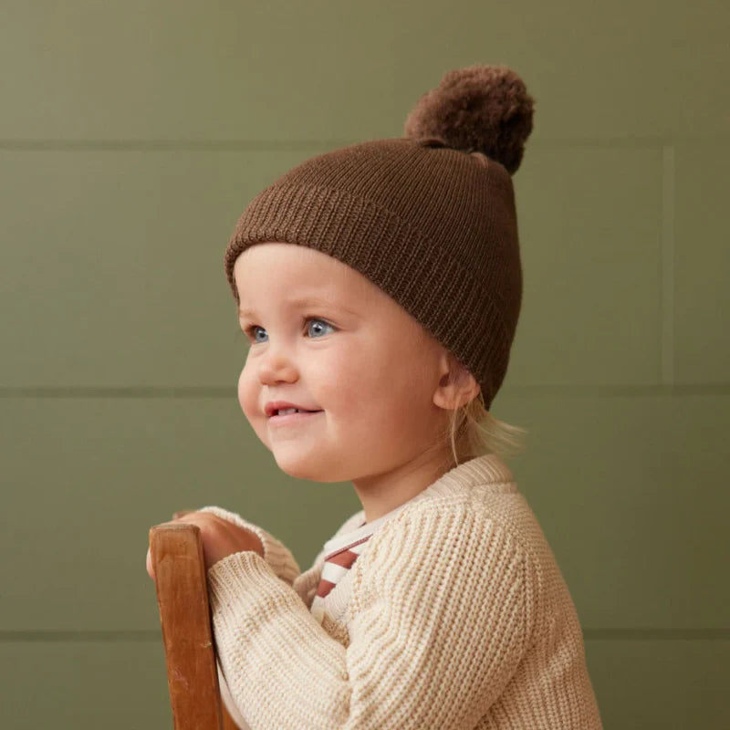 Nature Baby - Alpine Pom Pom Beanie - Acorn Marl