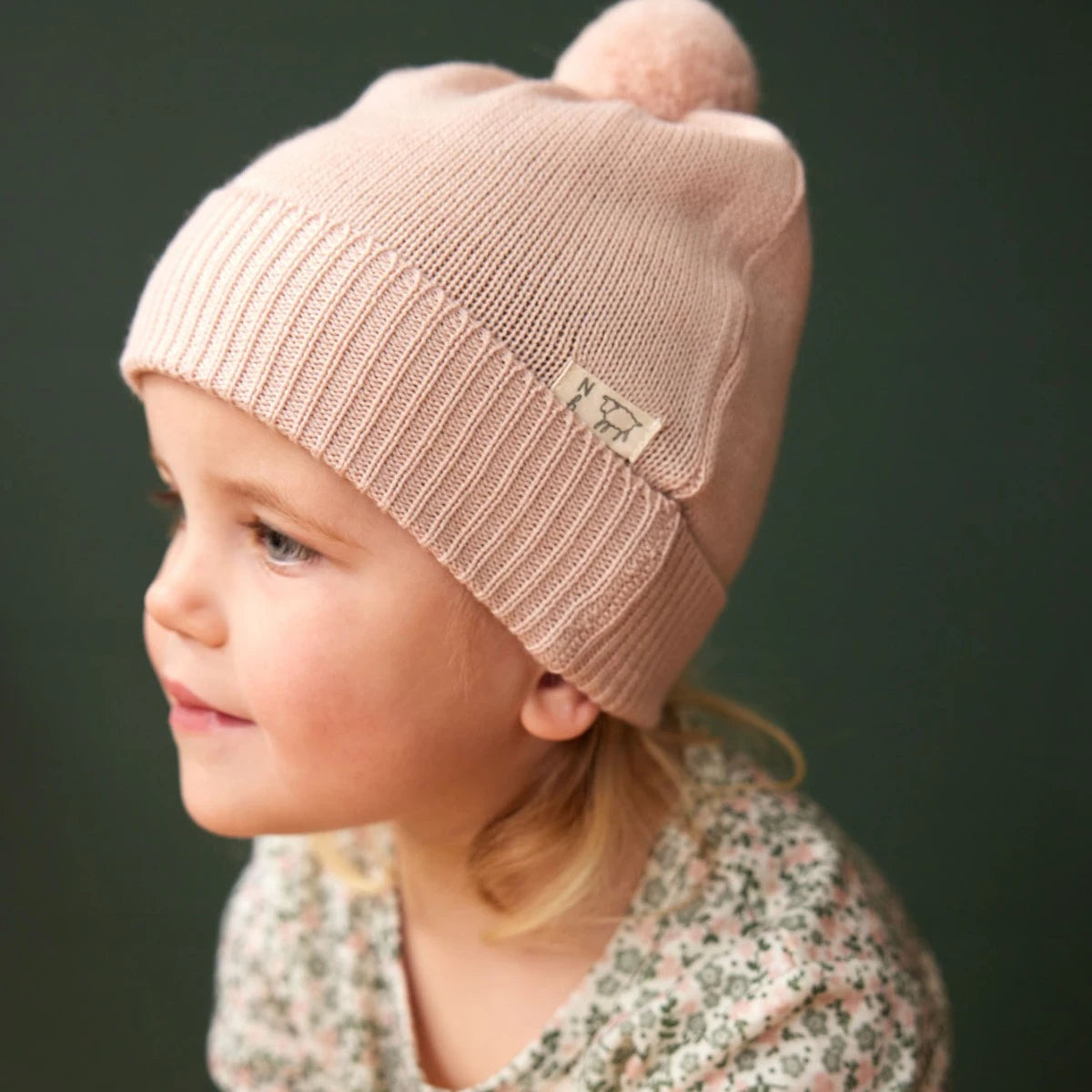 Nature Baby - Alpine Pom Pom Beanie - Rose Dust