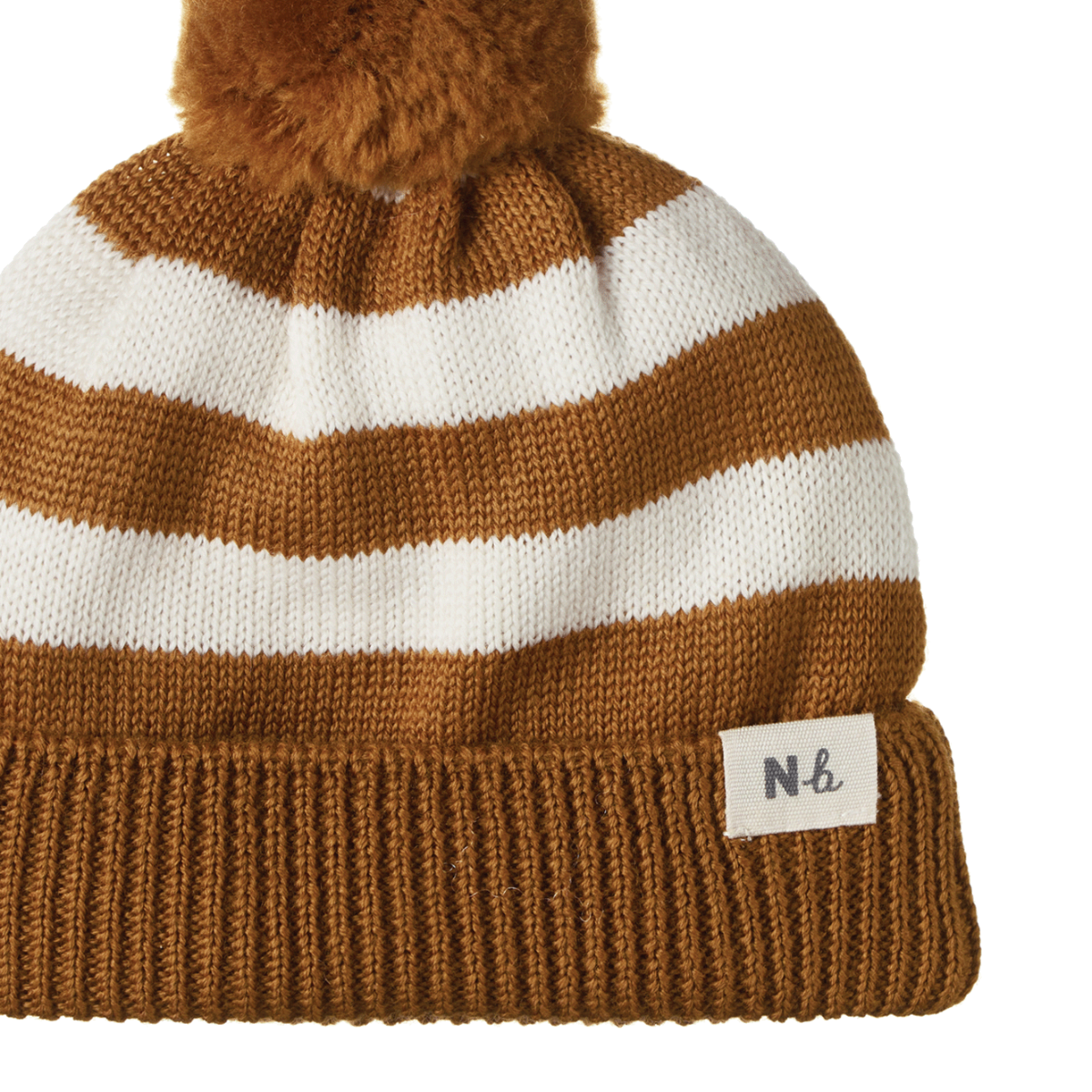 Nature Baby - Alpine Pom Pom Beanie - Toffee Bold Stripe