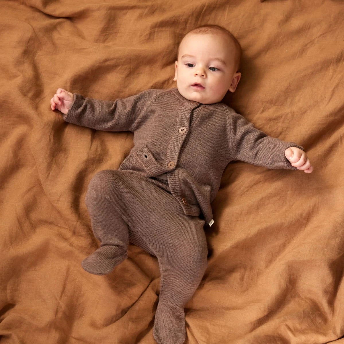 Nature Baby - Merino Knit Footed Rompers - Cub