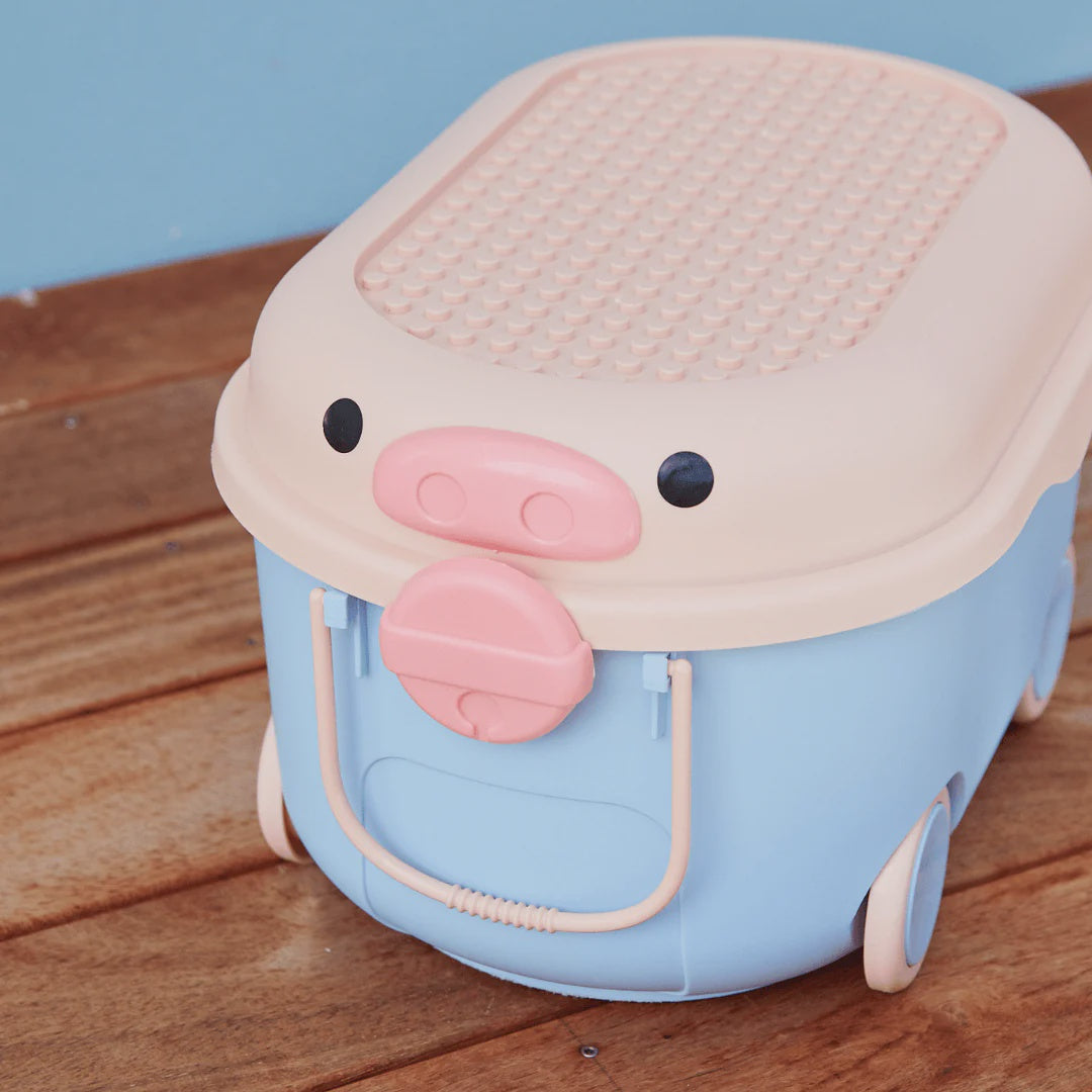 Cowrie & Conch - Ride A Long - Blue & Pink Pig