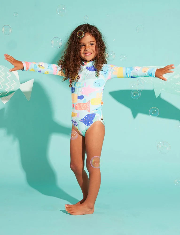 Long Sleeve Zip Bather Rainbow Reef