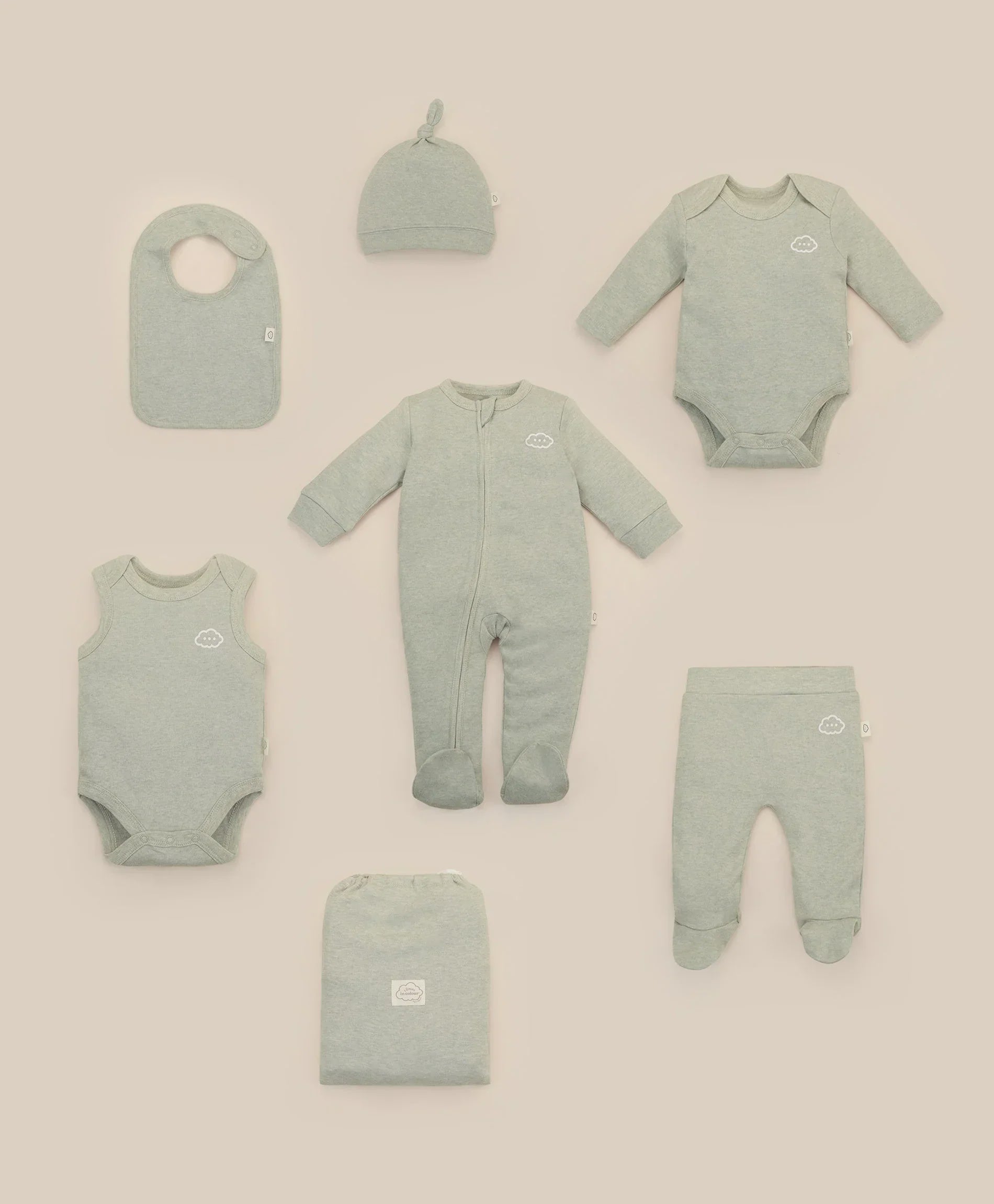 Lummi in Colour - 6pc Essential Baby Set - Sage Green