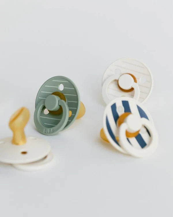 BIBS - STUDIO Colour 2 Pack Pin - Ivory Steel Blue Mix