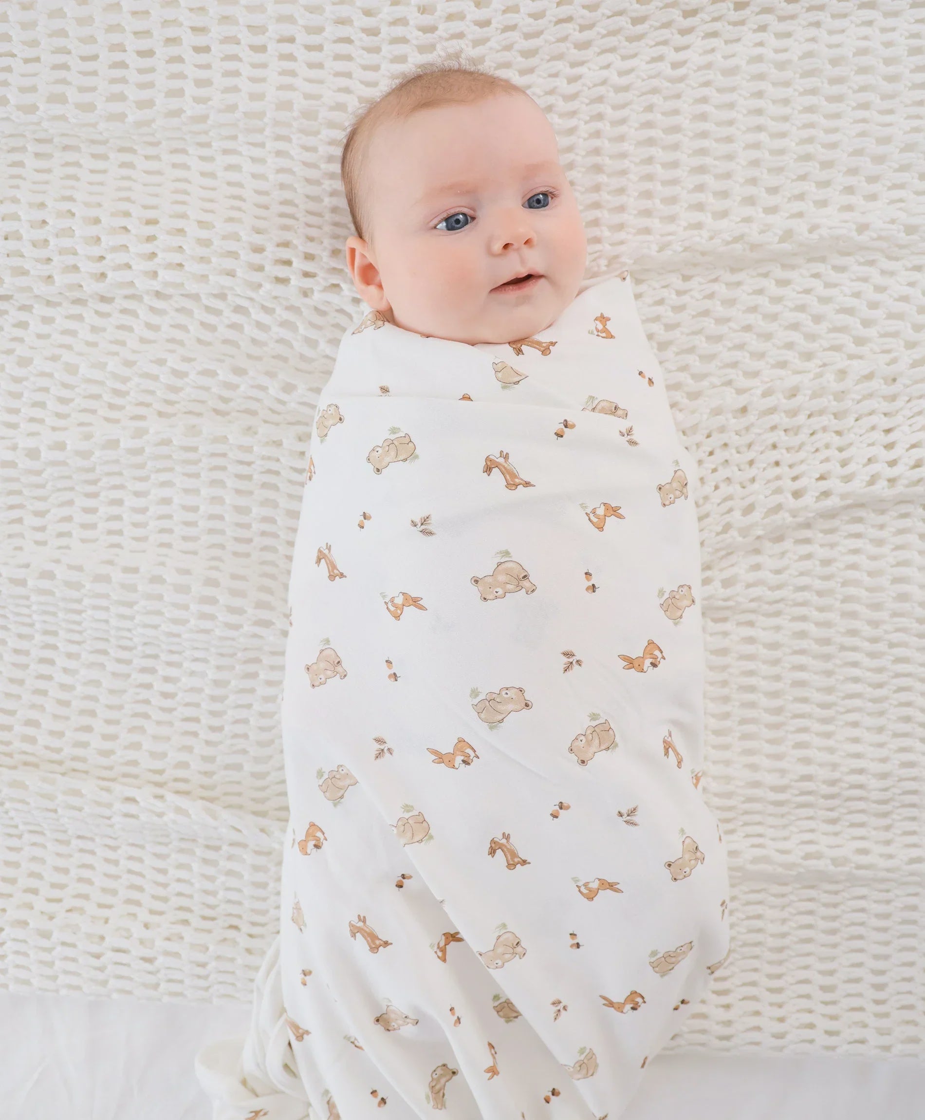 Lummi in Colour - Organic Cotton Baby Swadddle Wrap - Bear & Bunny