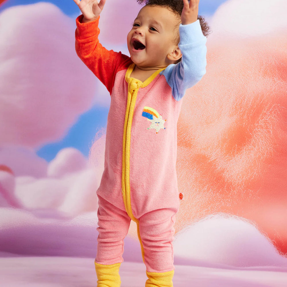 Halcyon Nights - Stars Pink Terry Long Sleeve Romper